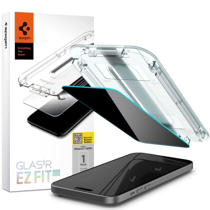 Spigen Glas.tr Ez Fit Privacy Tempered Glass Μαύρο (iPhone 15 Plus / 16 Plus)
