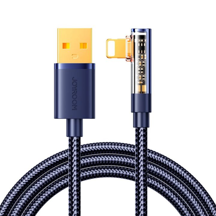 Joyroom S-UL012A6 Angle (90°) / Braided USB-A to Lightning Cable Μπλε 1.2m