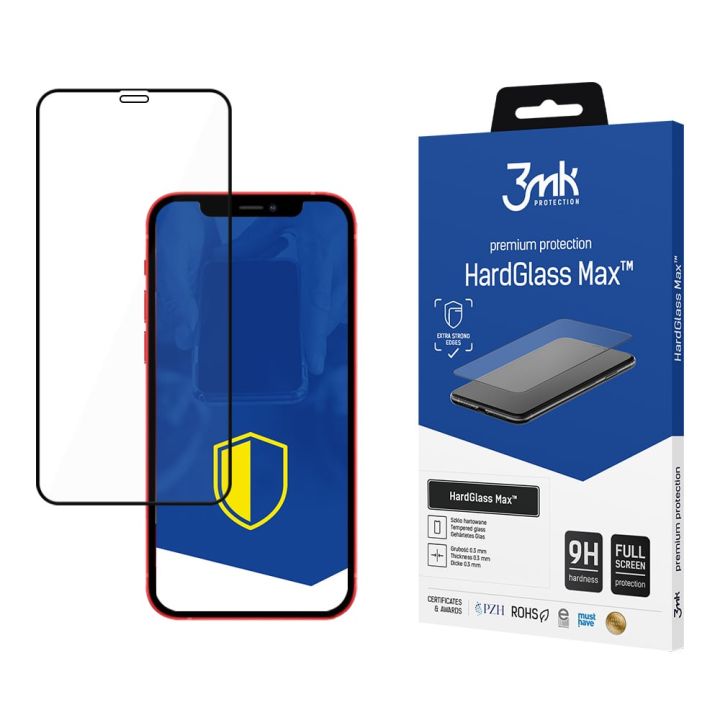 3MK Hardglass Max Black Full Face Tempered Glass (iPhone 12 Pro Max)