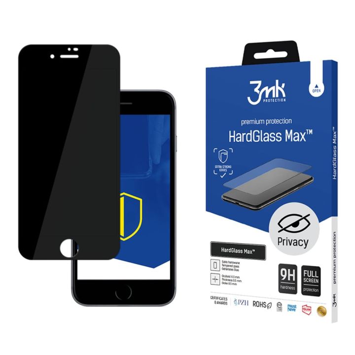 3MK Glass Max Privacy Full Face Tempered Glass (iPhone SE 2022 / 2020 / 8 / 7)