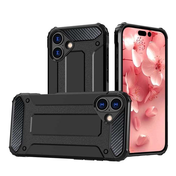 Hurtel Hybrid Back Cover Σιλικόνης / Πλαστικό Μαύρο (iPhone 16)