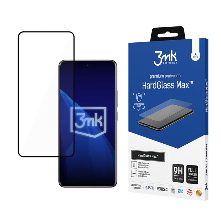 3MK Hardglass Max Full Face Tempered Glass Μαύρο (Redmi Note 14 4G / Redmi Note 14 5G / Poco M7 ProRealme 14 Pro)
