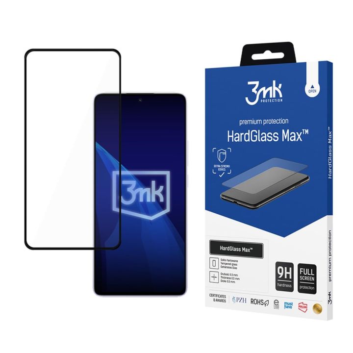 3MK Hardglass Max Full Face Tempered Glass Μαύρο (Redmi Note 14 4G / Redmi Note 14 5G / Poco M7 Pro)