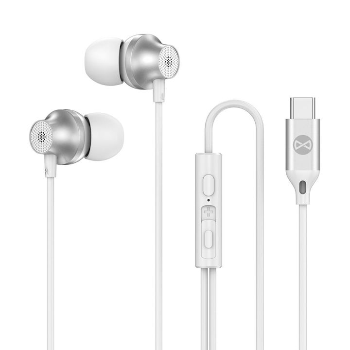 Forever Ep-02 In-ear Handsfree Ακουστικά με Βύσμα USB-C Λευκό