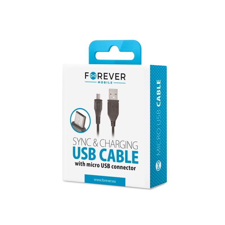 Forever Flat USB 2.0 to micro USB Cable Μαύρο 1m (5900495323750)
