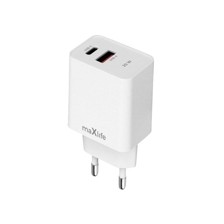 Maxlife Φορτιστής Χωρίς Καλώδιο με Θύρα USB-A και Θύρα USB-C 20W Power Delivery Λευκός (MXTC-13-20AC)
