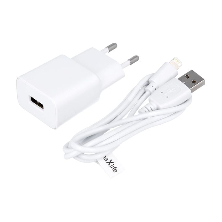 Maxlife Φορτιστής με Θύρα USB-A και Καλώδιο Lightning Λευκός (MXTC-01)