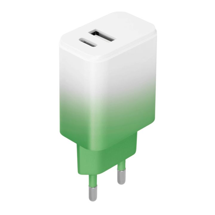 Setty Φορτιστής Χωρίς Καλώδιο με Θύρα USB-A και Θύρα USB-C 20W Mint White Gradient (LSIG-AC-20)