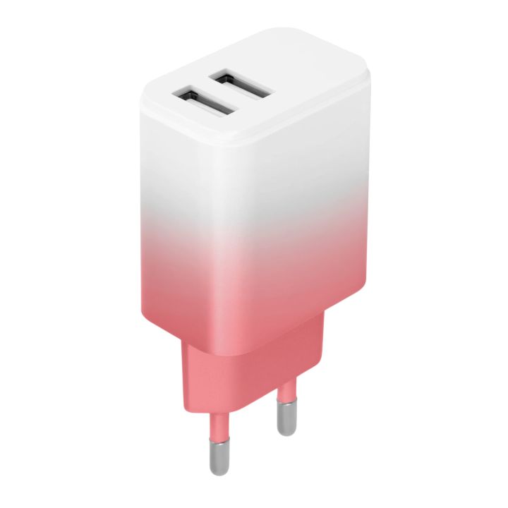 Setty Φορτιστής Χωρίς Καλώδιο με 2 Θύρες USB-A 18W White Pink Gradient (LSIG-AA-20)