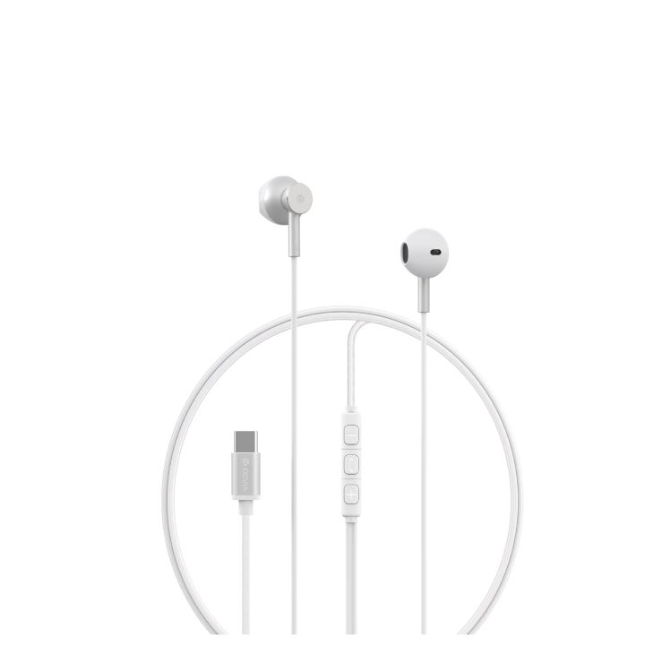 Devia Metal EM113 In-ear Handsfree Ακουστικά με Βύσμα USB-C Ασημί