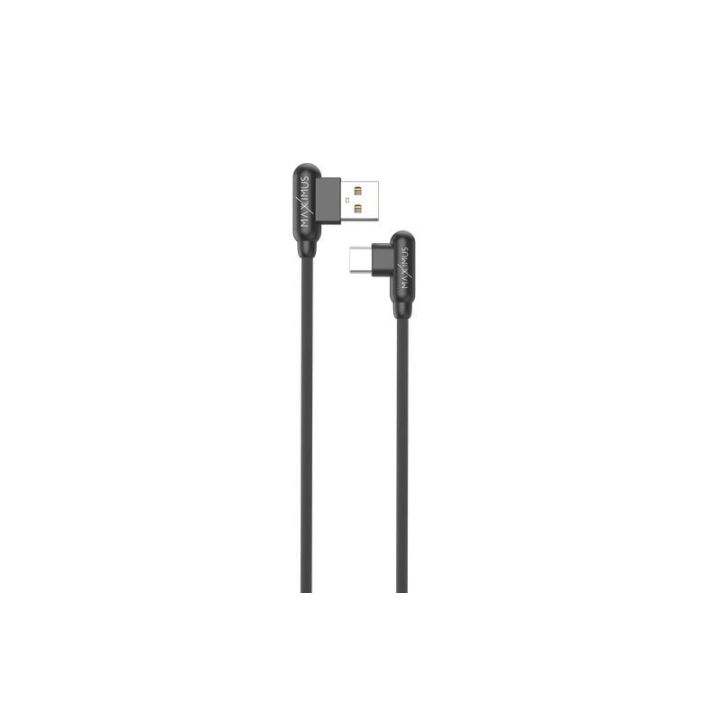 Maxximus Angle (90°) USB 2.0 Cable USB-C male - USB-A male Μαύρο 1m