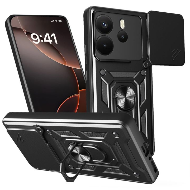 TelForceOne Defender Slide Back Cover Πλαστικό / Σιλικόνης Μαύρο (Redmi Note 14 4G)