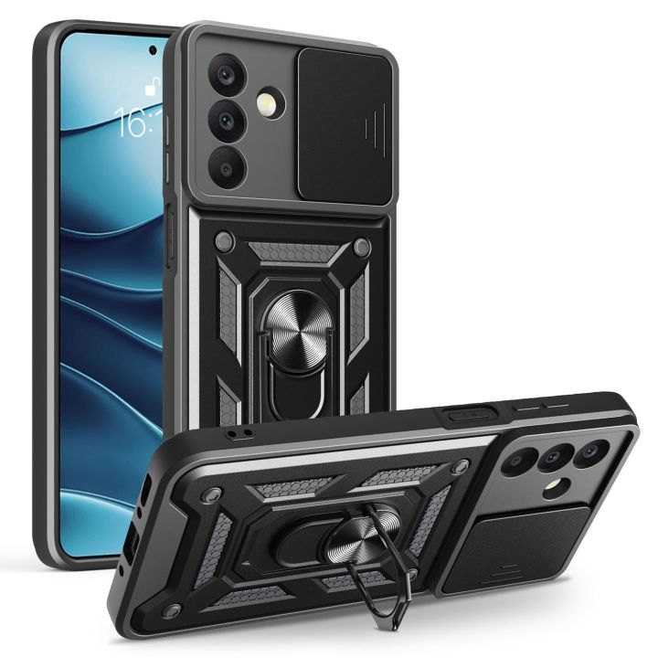 TelForceOne Defender Slide Back Cover Πλαστικό / Σιλικόνης με Λουράκι Μαύρο (Galaxy A17)