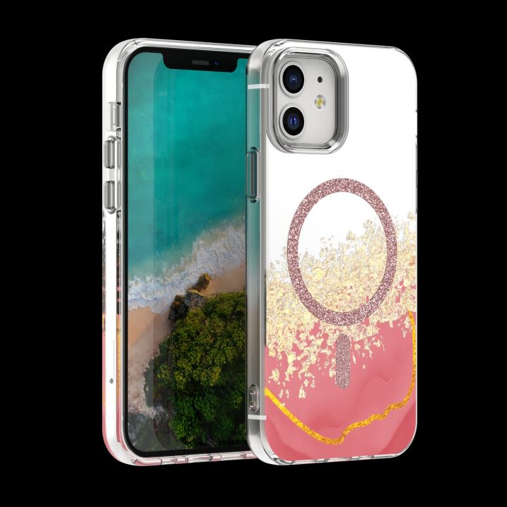 Epoxy Mag Back Cover Ροζ (iPhone 12 / 12 Pro)
