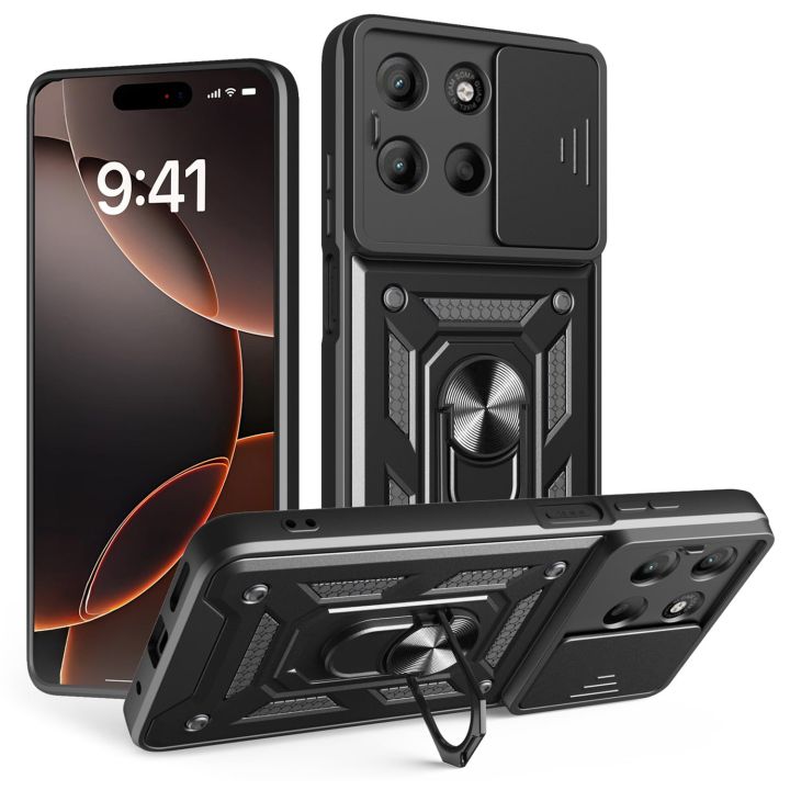 TelForceOne Defender Slide Back Cover Πλαστικό / Σιλικόνης Μαύρο (Motorola Moto G15, TFO)