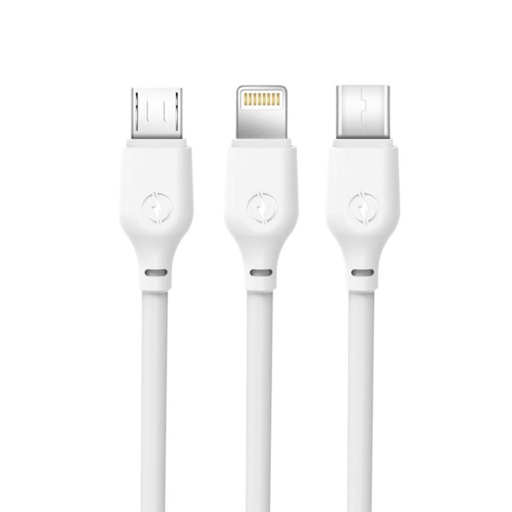 XO NB103 3in1 Regular USB to Lightning / Type-C / micro USB Cable 2.1A Λευκό 1m 80-0307-010