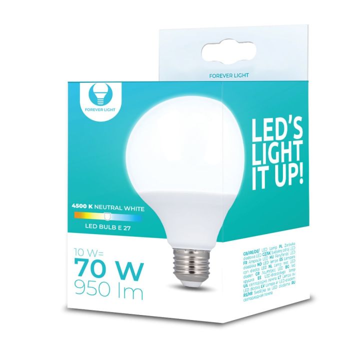 Forever Light Λάμπα LED 10W 138mm για Ντουί E27 και Σχήμα G95 Φυσικό Λευκό 950lm RTV003627