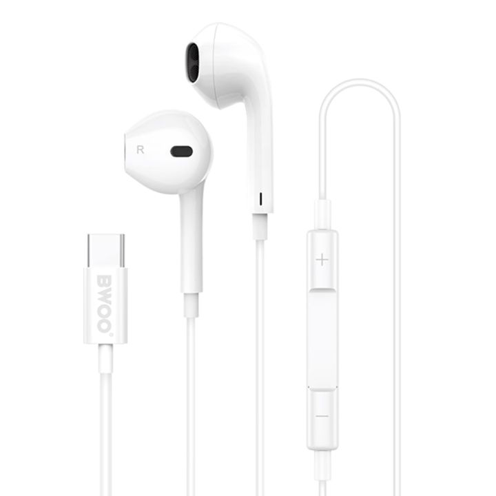 BWOO HF175 In-ear Handsfree Ακουστικά με Βύσμα USB-C Λευκό