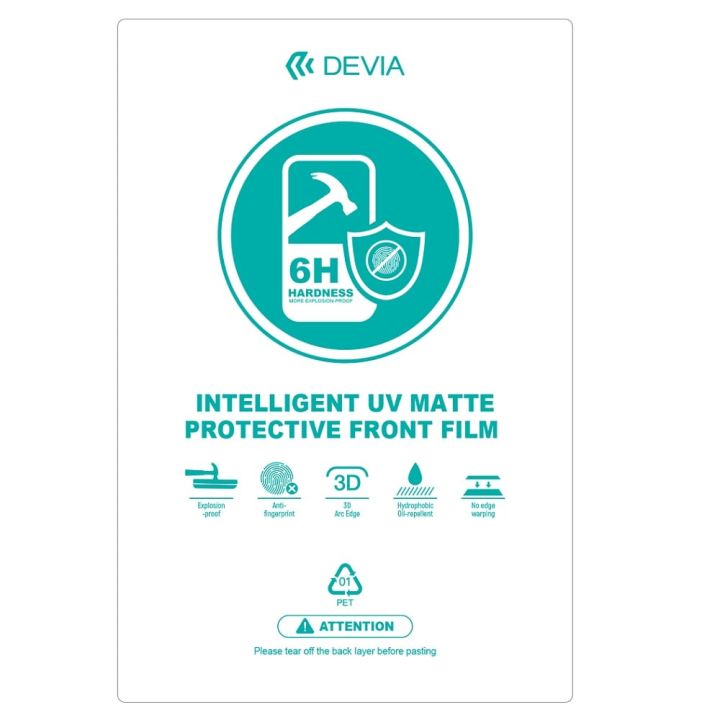 Devia Zest Uv Smartphone Films 0.19mm Matte Cutting Machine 20pcs 6h Smartphone Screens