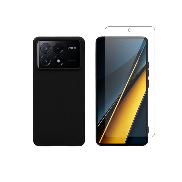 Vivid Set Matte Back Cover Tempered Glass Σετ με Τζαμάκι Μαύρο (Poco X6 Pro)