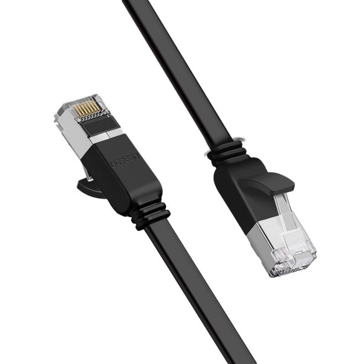 Ugreen Flat U/UTP Cat.6 Καλώδιο Δικτύου Ethernet 2m Μαύρο 1τμχ