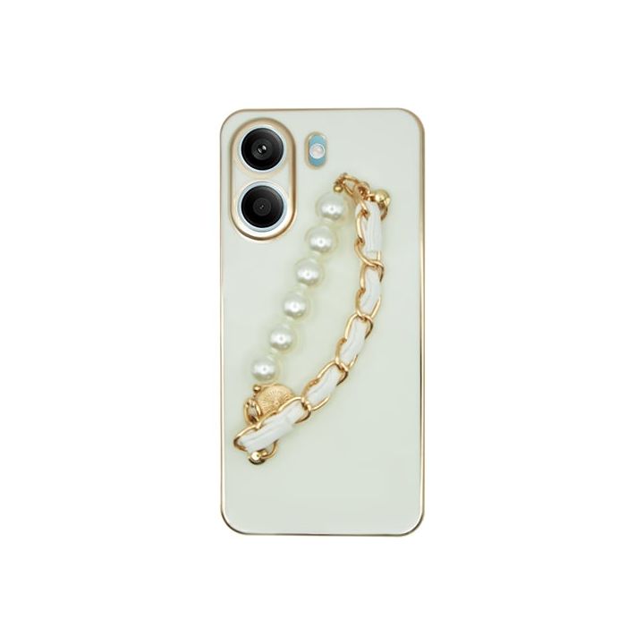 Vivid Pearl Chain Holder Back Cover Σιλικόνης / Πλαστικό Λευκό (Redmi Note 13 5G)