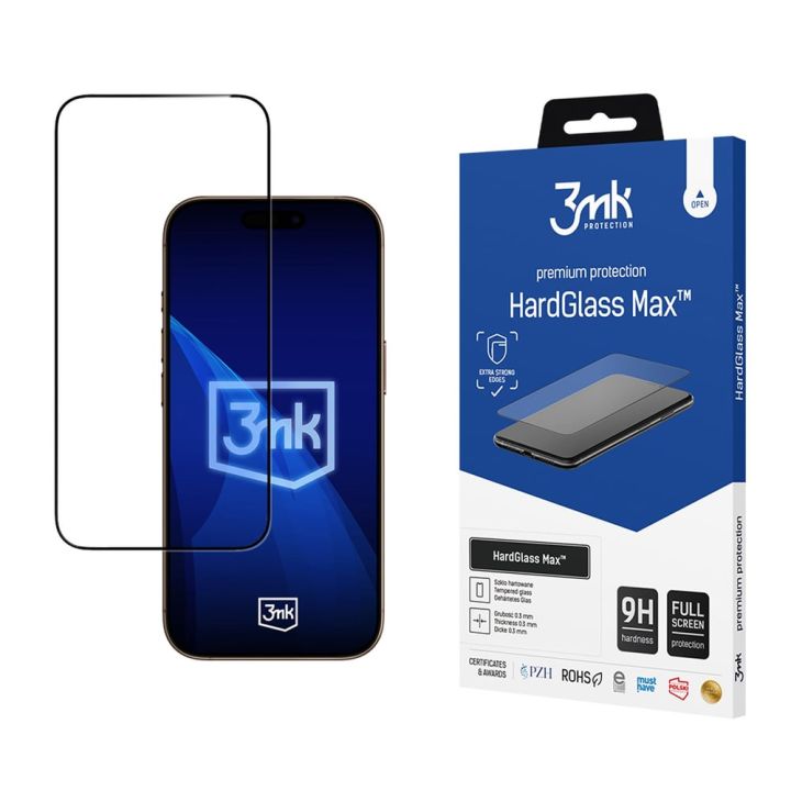 3MK HardGlass Max 0.3mm Tempered Glass Μαύρο (iPhone 17 Pro)
