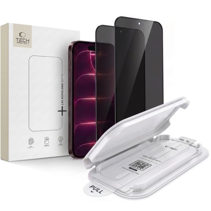 Szkło Prywatyzujące Tech-protect Onetouch Set Spy+ 2-pack Iphone 18 Pro Privacy 5906302343102