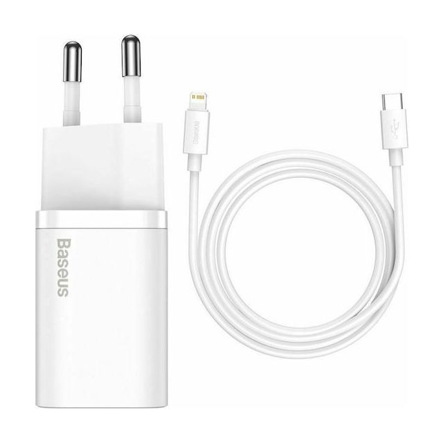 Baseus Super Si 1C fast charger USB Type C 20W Power Delivery + USB Type C - Lightning cable 1m white (TZCCSUP-B02)