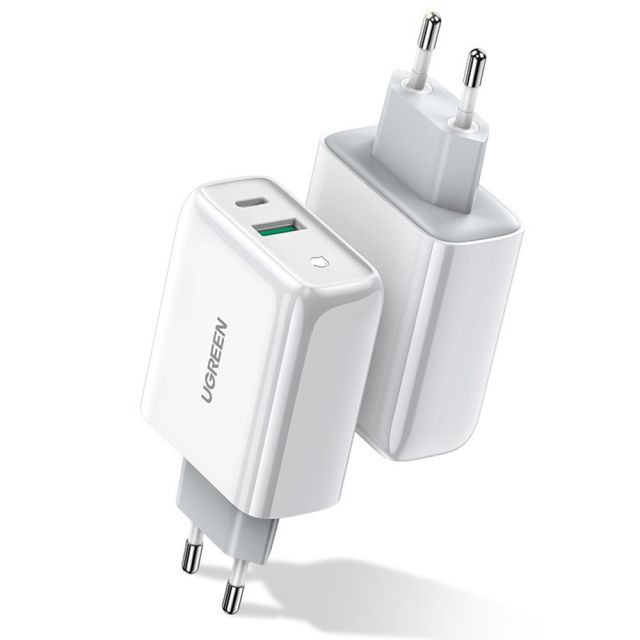 Ugreen Φορτιστής Χωρίς Καλώδιο με Θύρα USB-A και Θύρα USB-C 36W Quick Charge 4.0 Λευκός (CD170)