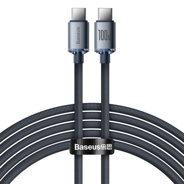 Baseus Crystal Shine Braided USB 2.0 Cable USB-C male - USB-C male Μαύρο 1.2m (CAJY000601)