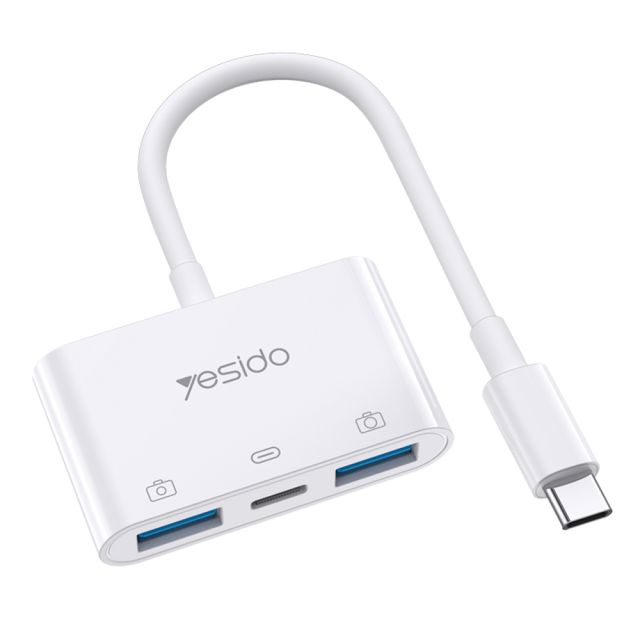 Yesido  OTG Cable Adapter (GS17)  TypeC to TypeC. 2xUSB 3.0. Plug & Play. 4.8Gbps  White