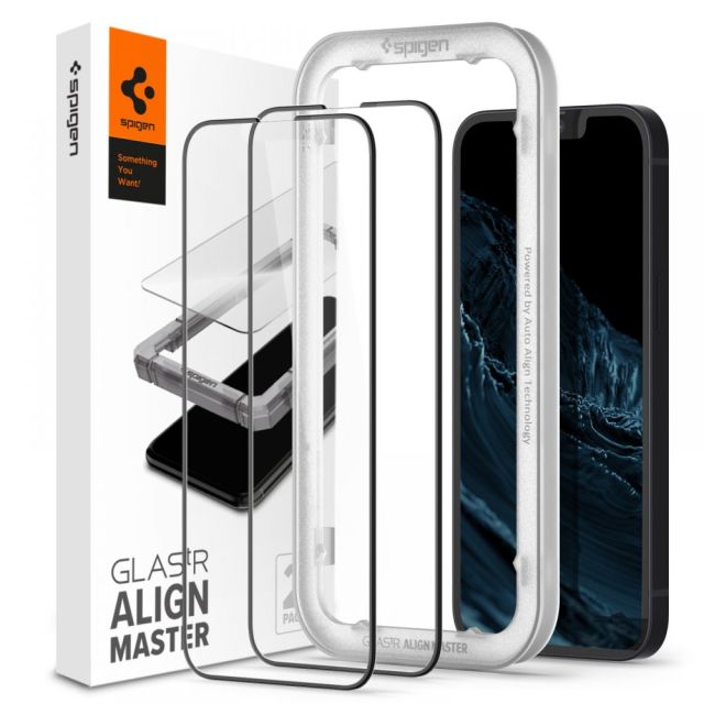 Spigen  Glass.TR Align Master (2 pack)  iPhone 13 / 13 Pro / 14  Black