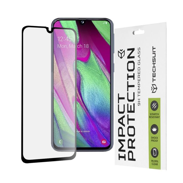 Techsuit  111D Full Cover / Full Glue Glass  Samsung Galaxy A40  Black [No Package]
