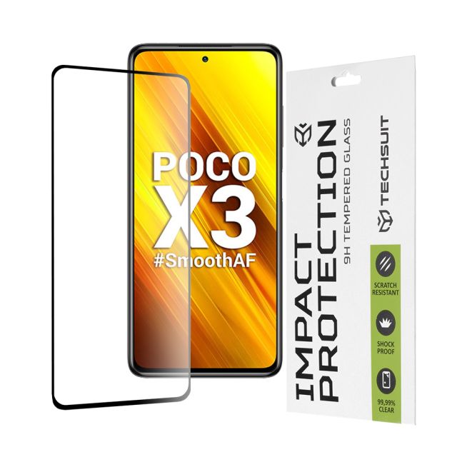 Techsuit  111D Full Cover / Full Glue Glass  Xiaomi Poco X3 / Poco X3 NFC / Poco X3 Pro  Black [No Package]