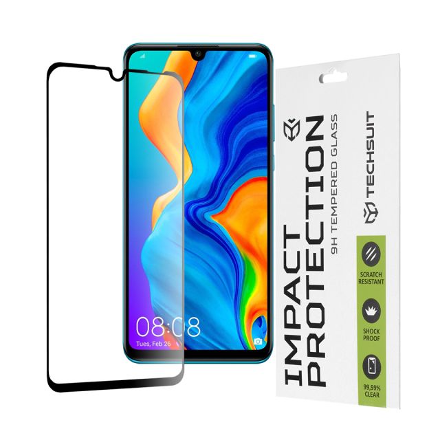 Techsuit  111D Full Cover / Full Glue Glass  Huawei P30 Lite / P30 Lite New Edition  Black [No Package]