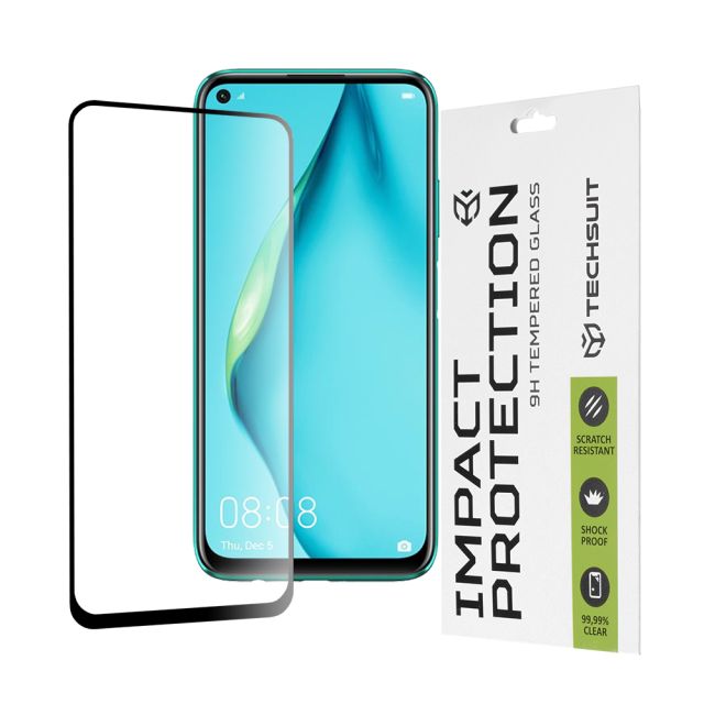 Techsuit  111D Full Cover / Full Glue Glass  Huawei P40 Lite / P20 Lite 2019  Black [No Package]