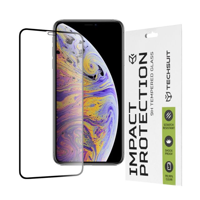 Techsuit  111D Full Cover / Full Glue Glass  iPhone XS Max / 11 Pro Max  Black [No Package]