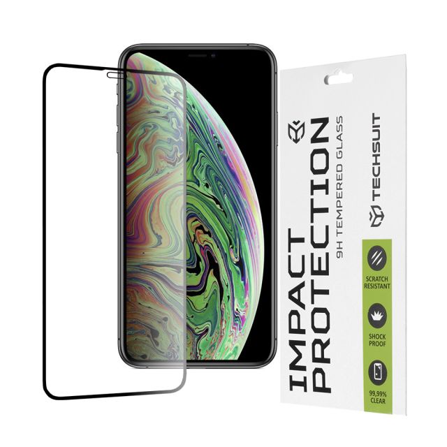 Techsuit 111D Full Cover / Full Glue Glass iPhone X / XS / 11 Pro  Black [No Package]