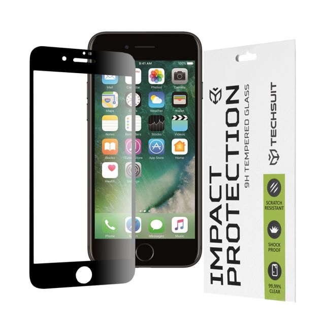 Techsuit 111D Full Cover / Full Glue Glass iPhone 7 / 8 / SE 2. SE 2020 / SE 3. SE 2022 Black [No Package]