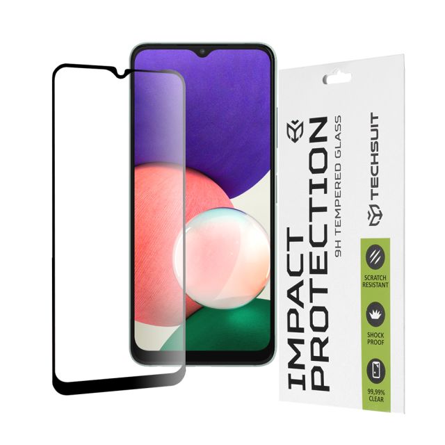 Techsuit  111D Full Cover / Full Glue Glass  Samsung Galaxy A22 5G  Black [No Package]