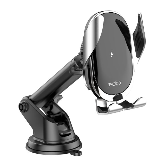 Yesido  Car Holder with Wireless Charging (C78)   Extendable Arm for Dashboard. Windshield. Air Vent. 15W  Black