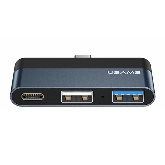 Usams US-SJ490 USB 2.0 Hub 2 Θυρών με σύνδεση USB-C & Θύρα Φόρτισης Γκρι