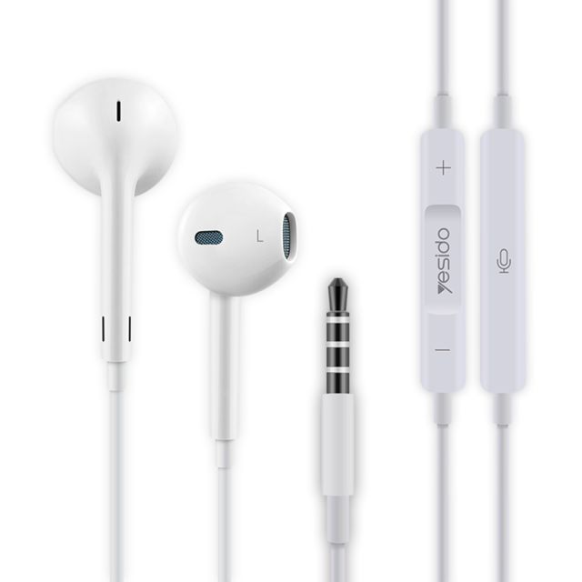 Yesido Stereo Earphones (YH-09) Jack 3.5mm with Microphone. 1.2m White