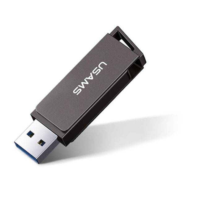 USAMS Memory Stick (US-ZB197) Rotable USB 3.0. High Speed Flash Disk 128G Iron Gray