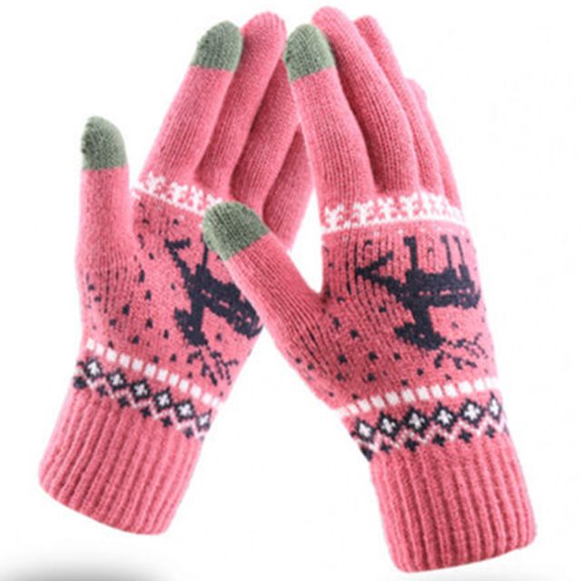 Techsuit Touchscreen Gloves Raindeer (ST0002) Wool Dark Pink