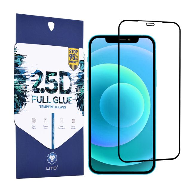 Lito  2.5D FullGlue Glass Μαύρο  (iPhone 12 / 12 Pro)