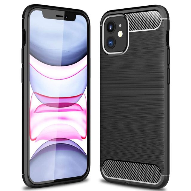 Techsuit Carbon Silicone Μαύρο (iPhone 12 / 12 Pro) 