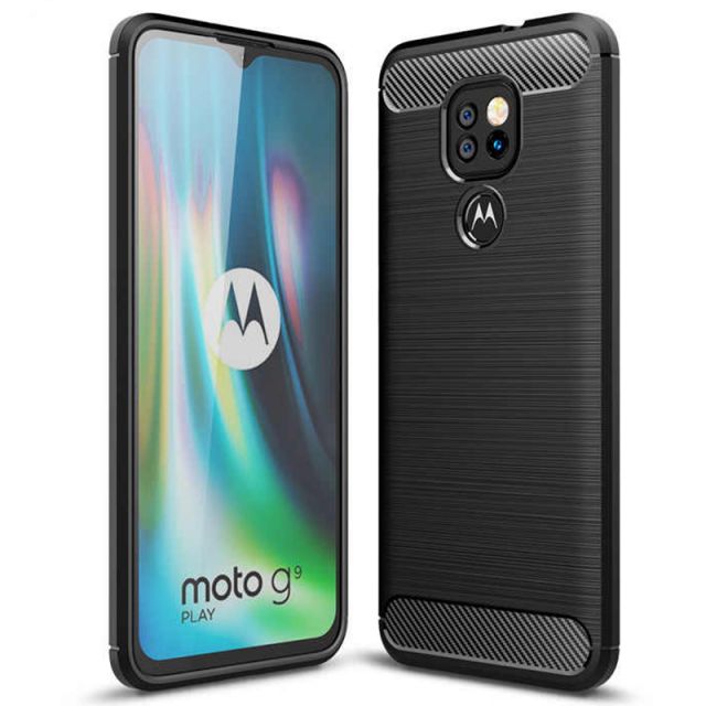 Techsuit Carbon Silicone Μαύρο (Motorola Moto E7 Plus / Moto G9 Play) 