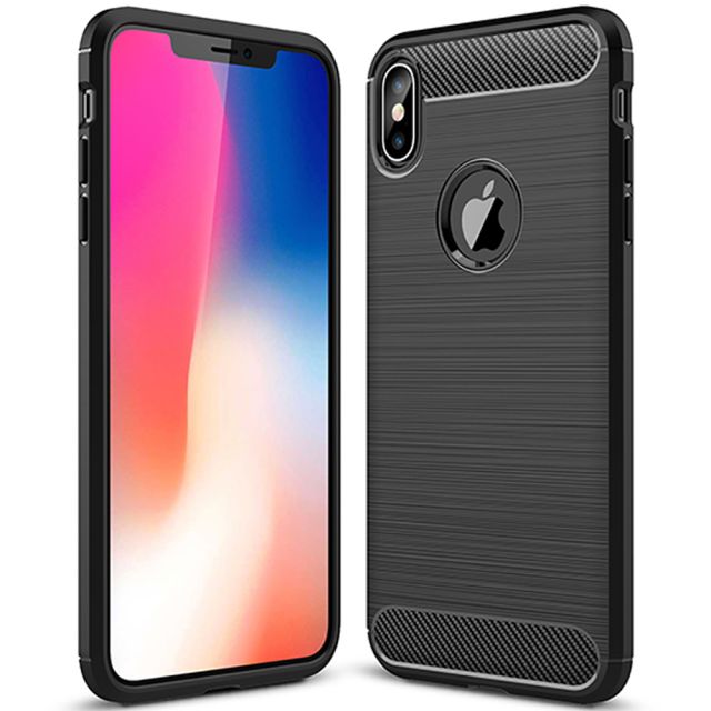 Techsuit Carbon Silicone Μαύρο (iPhone XS Max) 